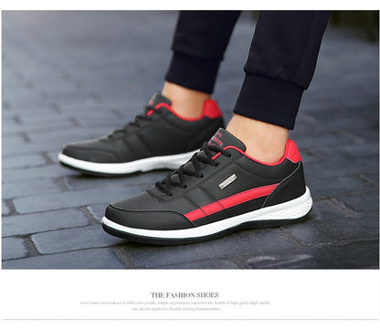 Sapatos masculinos de couro tênis tendência casual italiano respirável lazer masculino tênis calçados antiderrapantes sapatos vulcanizados masculinos