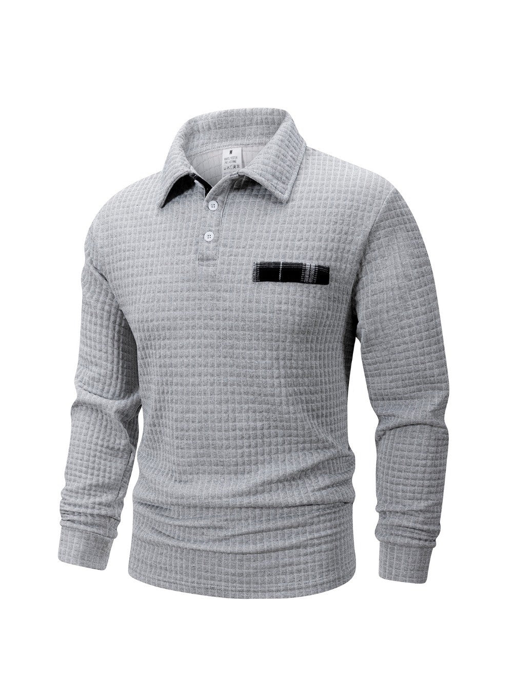 Autumn Knitted Jacquard Grid Polo Pullover Men Solid Color Casual Long Sleeved Sweatshirts Male Daily Warm Turtleneck Streetwear