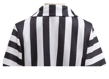 2025 New Halloween Cosplay Costume Black Society Master Stripe Cosplay Suit Set Performance Dress Classic Stripe Two Piece Set
