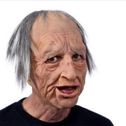Old Man Mask Full Head Realistic Grandpa Face Wig Scary Elderly Costume For Halloween Party Centerpiece Home Display For Adults