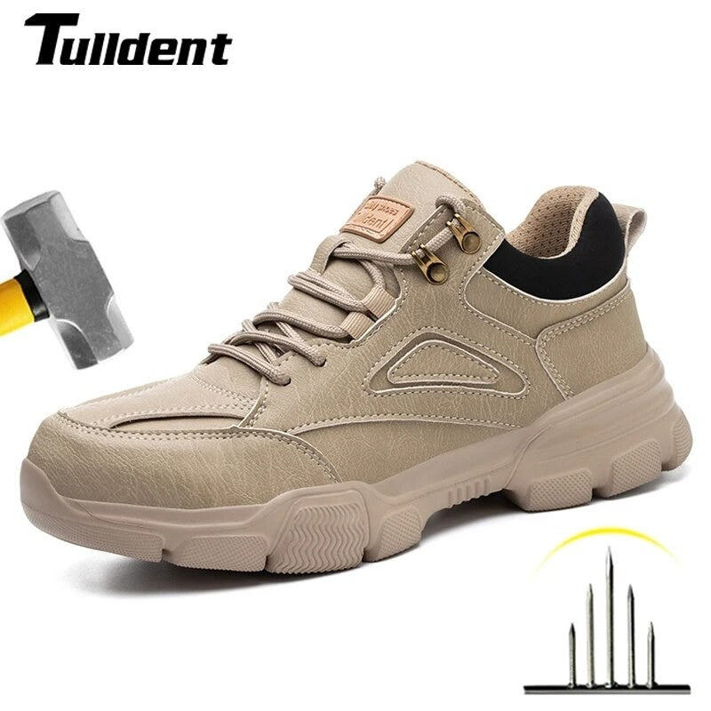 Sapatos de Segurança Masculinos de Alta Qualidade com Fivela Rotativa de Arame de Aço, Tênis de Trabalho Indestrutíveis, Antiesmagamento, Antiperfuração