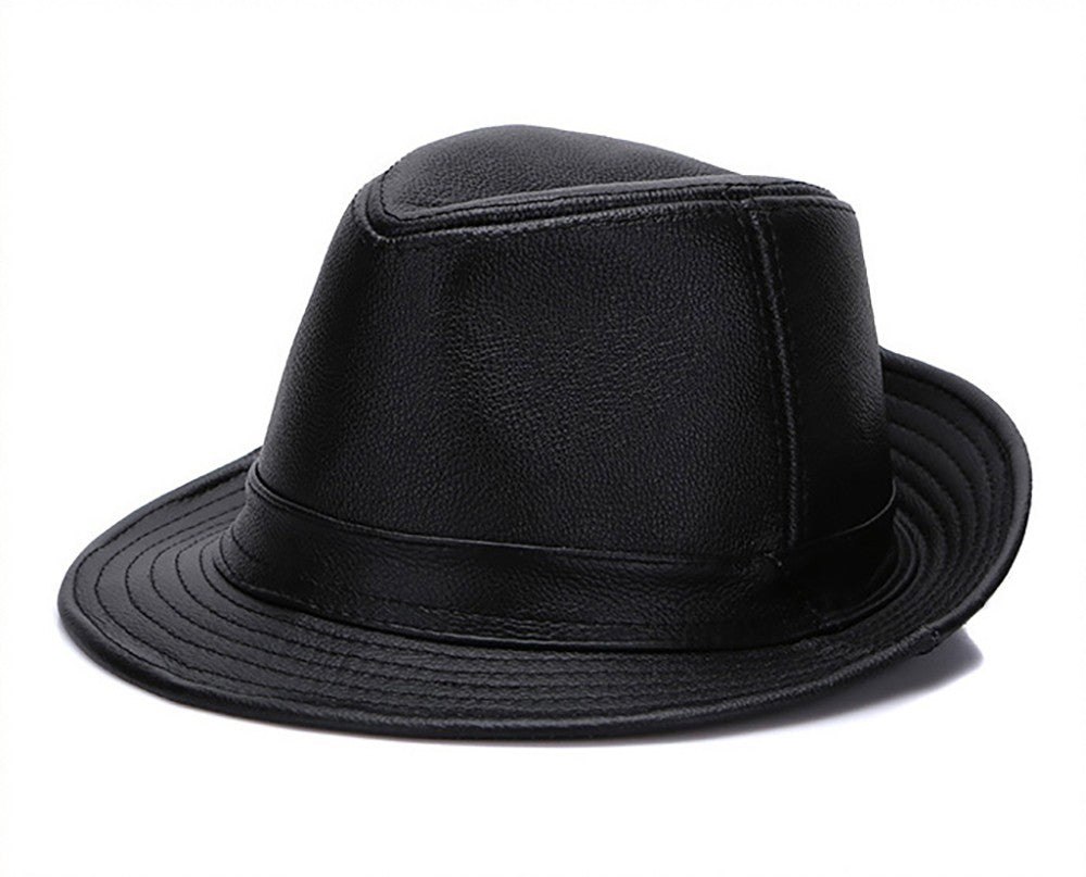 New Style Autumn Winter Warm Cowboy  100% Real Cowhide Leather Hats Men Real Genuine Cowhide Leather Top Hats Men Fashion Caps