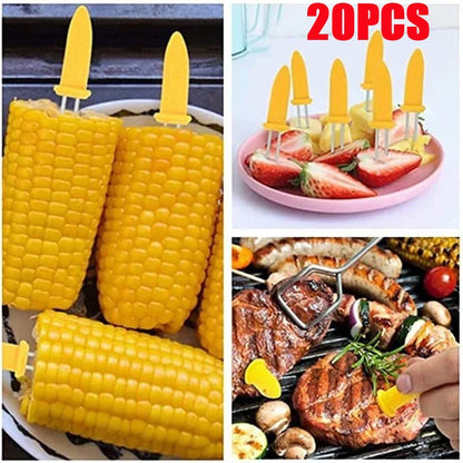 10pcs Fork Corn Skewer Stainless Steel Corn Holders Corn On The Cob Skewers Fruit Forks Outdoor Camping Cooking Barbecue Tool