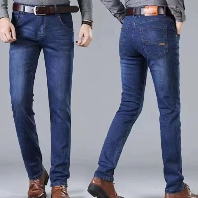 2025 NOVOS Jeans Masculinos da Moda Business Estilo Clássico Casual Elástico Slim Calça Jeans Marca Masculina Calças Jeans Preto Azul