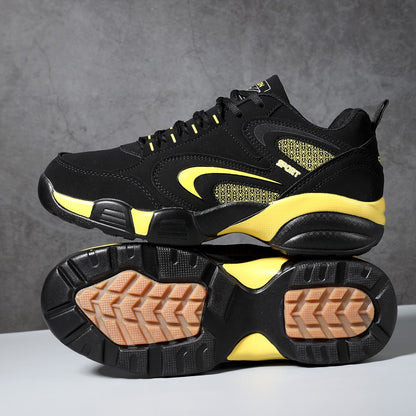 Plus Size Men's Trendy Colour Block Sneakers, Comfy Non Slip Lace Up Casual Durable Shoes For Men's Outdoor Activities