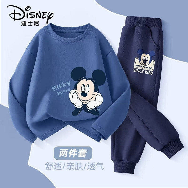 Autumn Baby Girl Boy Clothes Set Children Disney Mickey Printing Sweatshirt Top and Pants Bottom 2 Pcs Suit Cotton Tracksuit
