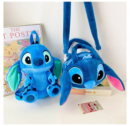 Kawaii Disney Stitch Bag Plush Backpack Bagpack Double Shoulder Crossbody Bag Storage Pouch Plushie Anime Toy Gift for Girls