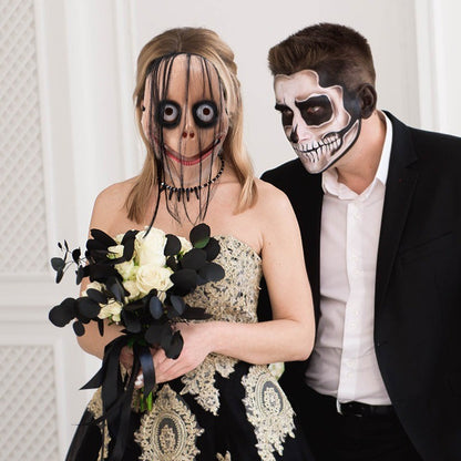 Funny Scary Halloween Mask Exaggerated Monster Face Mask Long Hair Spooky Cosplay Costume Accessory for Adults Party Deco Gift
