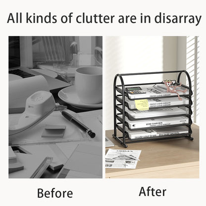 Bandeja de malha para cartas, organizador de papel de mesa de escritório com bandejas deslizantes para acessórios de mesa, material de escritório e armazenamento de arquivos, preto