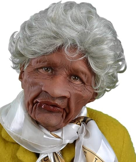 Black Elderly Woman Man Mask Wrinkle Full for Head Mask Grandpa/Grandma Face Novelty Mask Halloween Party Cosplay Props Supplies