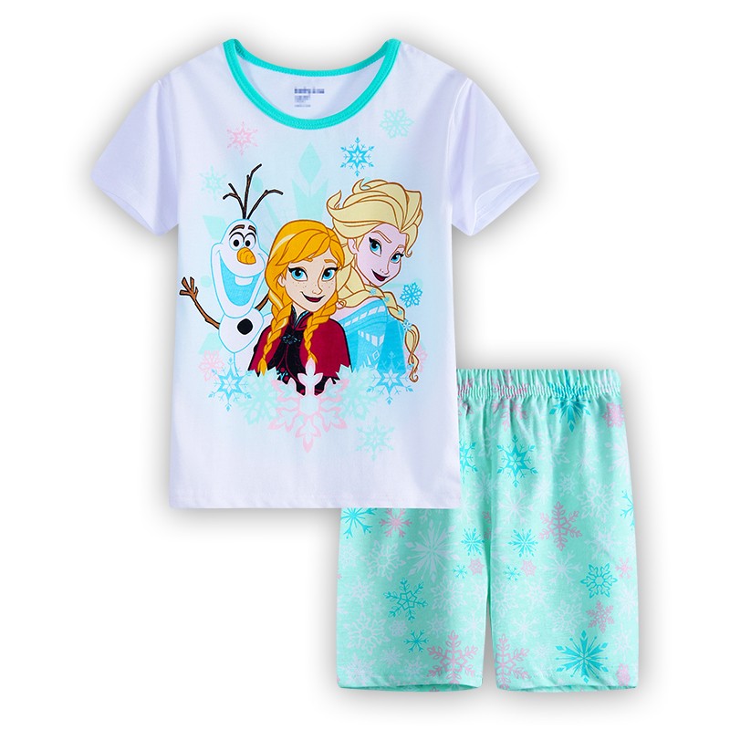 Summer Kids Pyjamas Children Sleepwear Baby Set Elsa Girls Minnie Short sleeved Pijamas Cotton Nightwear Clothes Pajamas Sets