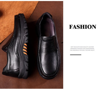 Genuine Leather Shoes Men Brogues Soft Cow Leather Men Casual Shoes New Male Footwear Black Brown Slip-on A2088