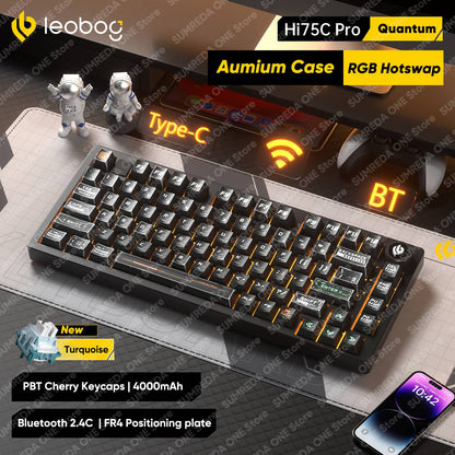 Leobog Hi75C Hi75 Hi75C Pro Kit de Teclado Mecânico Customizado de Alumínio Sem Fio para Jogos Bluetooth 2.4G Teclado Gamer com Hotswap com Fio