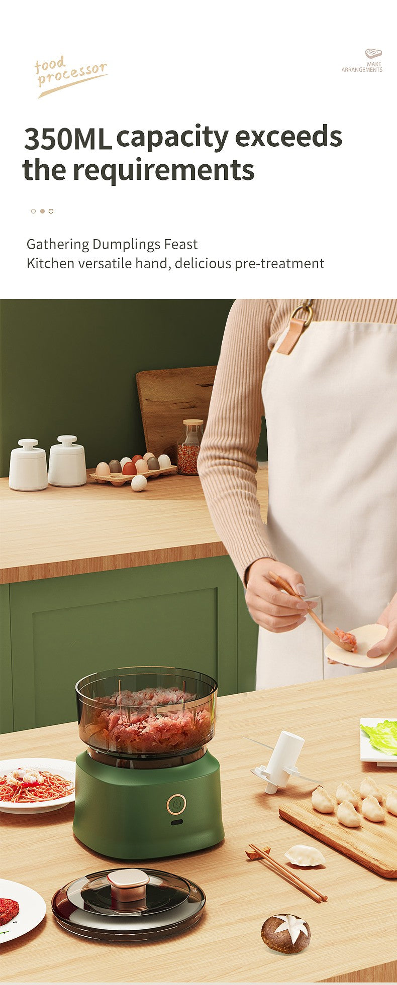 350ml Mini Processador Elétrico Sem Fio de Alho, Dupla Função, Para Purê de Alho, Recarregável Via USB, Triturador de Alimentos Para Cozinha, Moedor de Carne e Vegetais