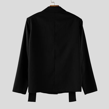 INCERUN Men Blazer Solid Color Lapel Long Sleeve Button Male Suit Streetwear Elegant 2025 Fashion Casual Thin Coats Men Blazer