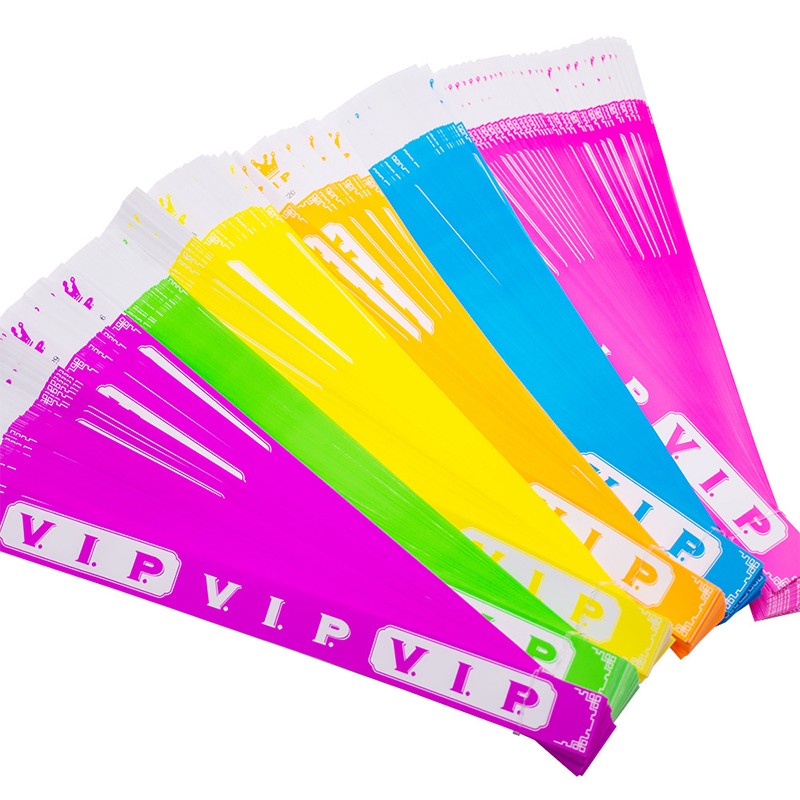 100pcs VIP Neon Paper Bracelets Fluorescent Waterproof Disposable Bracelets Tamper-Proof For Parties, Music Festivals & Events