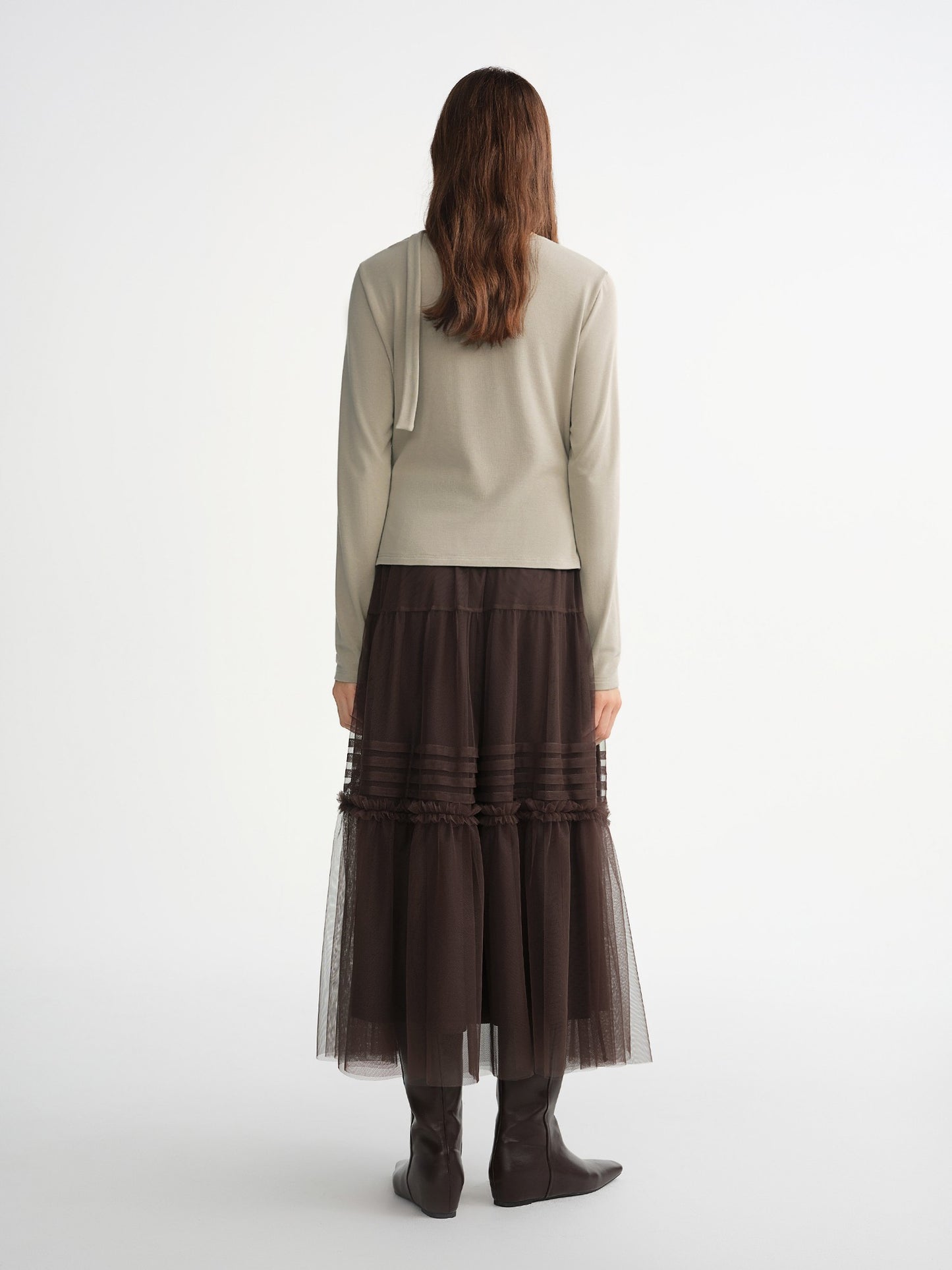 DUSHU Three-color Ruffled Mesh Skirt Women Pleated Mesh Straight Skirt Fairy Retro Gothic Cool Girls Elastic Waist Loose Fit