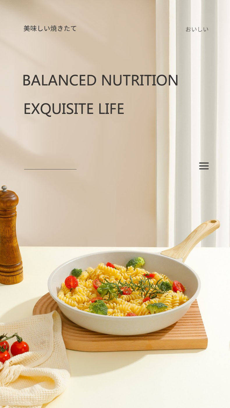Panela Wok Antiaderente Frigideira Cerâmica Pedra Medicinal Fogão a Gás Indução Utensílios de Cozinha Universais Panela Antiaderente para Bife e Molhos