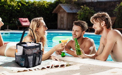 Transparent Mesh Cosmetic Tote Bag Beach Bathroom Shower Accessories Travel Portable Towel Toiletry Handbag Storage Organizer