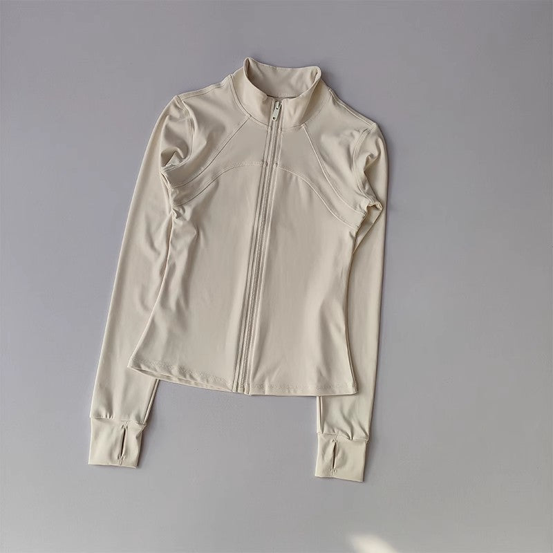 Women's High-End Yoga Fitness Jacket Autumn Stand Collar Long Sleeve Windproof Sports Running Training Top