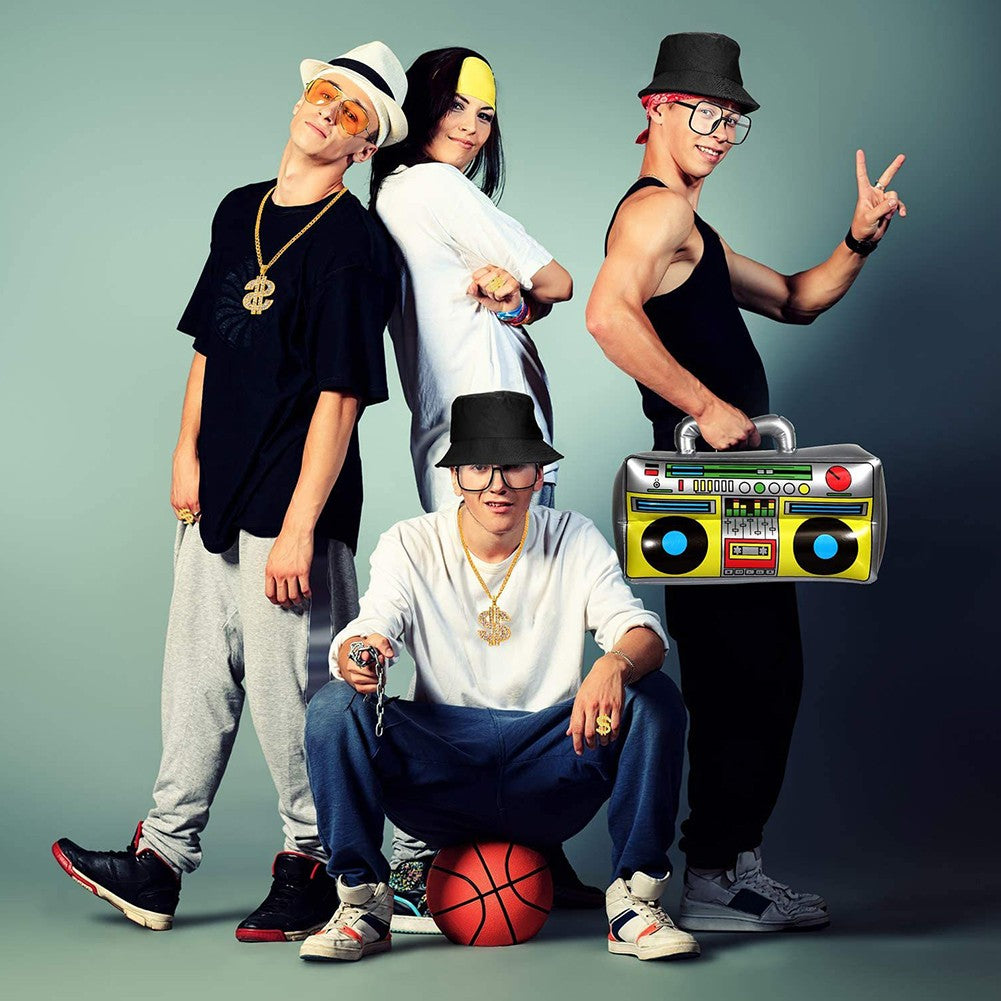 80s 90s Costume Outfit Set Big Gold Chain 80s/90s Rapper Accessories Glasses Bracelet Hip Hop Fancy Dress Costumes for Men Women