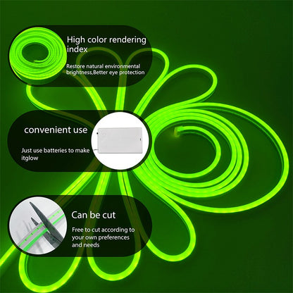 Neon LED Strip Battery Operated, 9Colors Neon Rope Lights With Battery Box Flexible DIY Design for Glow Neon Party Birthday