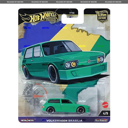 Hot Wheels Premium Car Culture World Tour 1/64 Diecast Volkswagen Golf Brasília Audi S4 Quattro Alfa Brinquedo Veículo Modelo