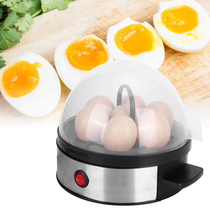 Panela Elétrica a Vapor para 7 Ovos Cozedor Mini Máquina de Cozinhar Ovos em Aço Inoxidável Utensílio de Cozinha para Casa UE 220V