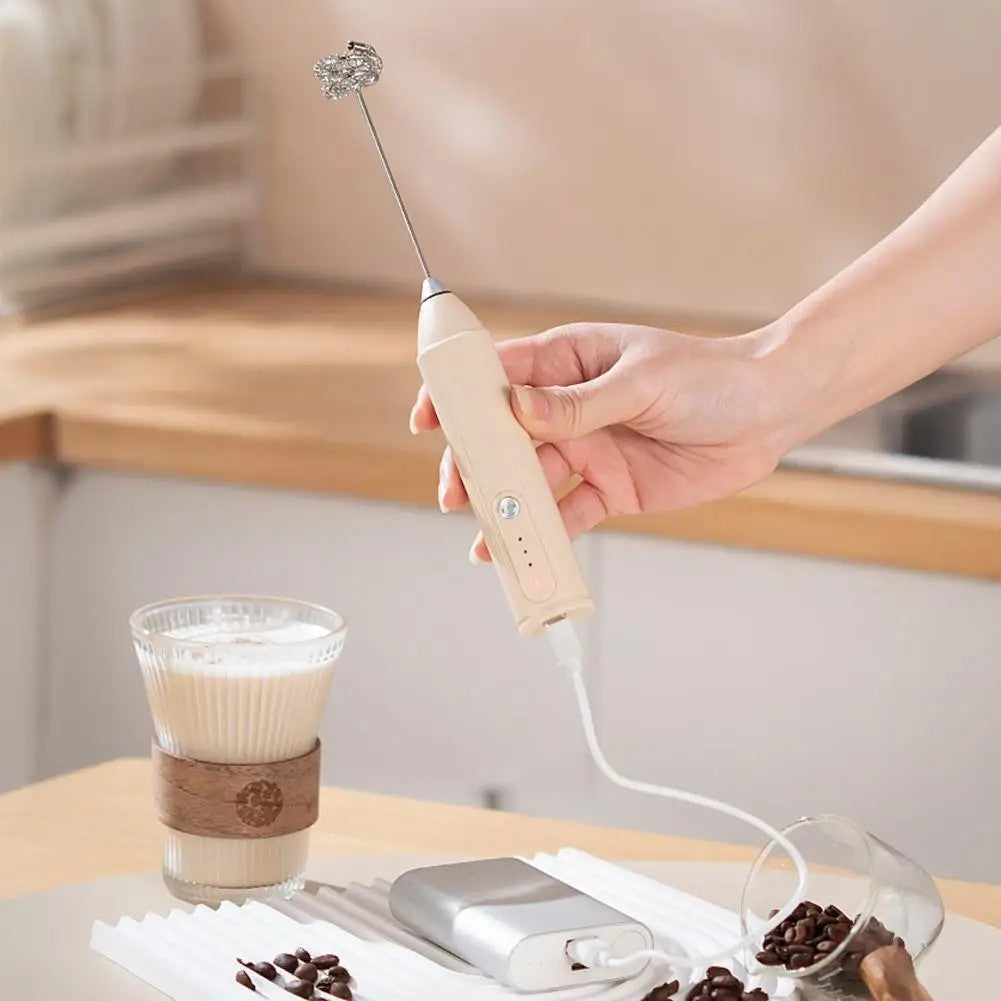 Handheld milk frother, 3-speed electric egg beater, charging portable beverage jam milk coffee machine, household kitchen mixer