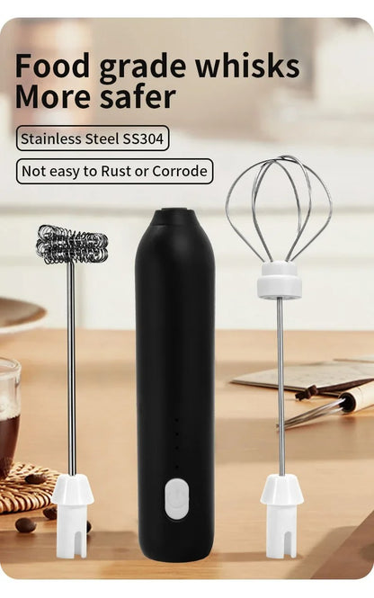 Espumador de leite elétrico recarregável portátil para bebidas, máquina de café, batedor de ovos de 3 velocidades, mixer multifuncional para cozinha doméstica