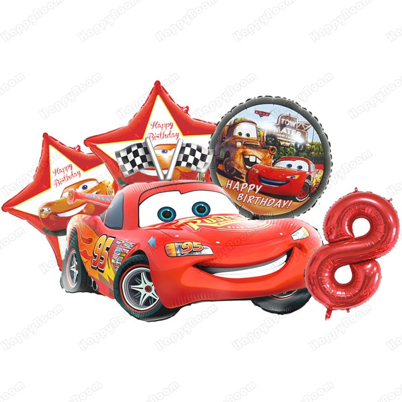 Cartoon Lightning Car Theme Foil Balloons Set Number 1-9 Balloon Cartoon Car Happy Birthday Party Decoration Supplies Party Prop