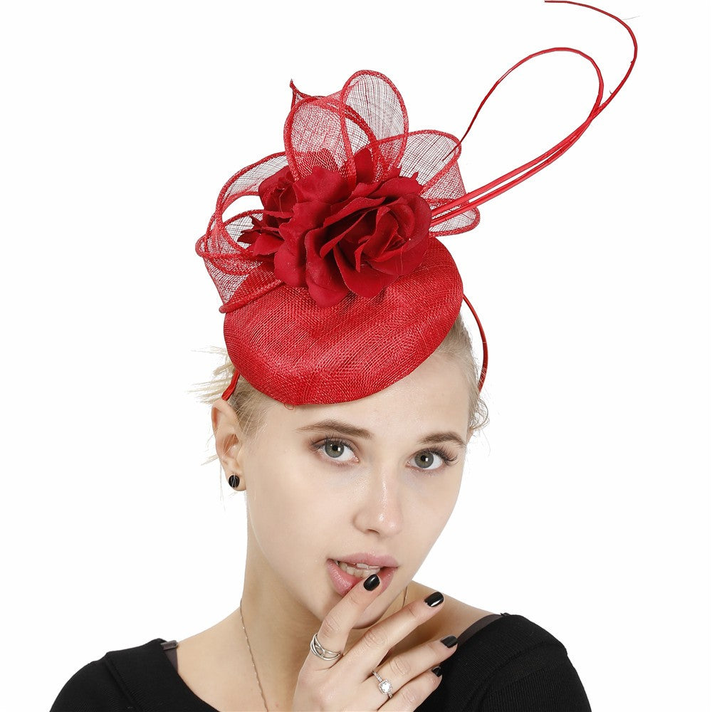 Fascinator de Casamento Sinamay de 4 Camadas de Ótima Qualidade Chapéu para Casamento Elegante Mulheres Moda Acessório de Cabelo Chapeau de Festa e Jantar