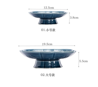 Chinese Style High Leg Fruit Dishes Ancient Pastry Plate Fruit Plate Appetizer Serving Platter Household Plates For Food Craft