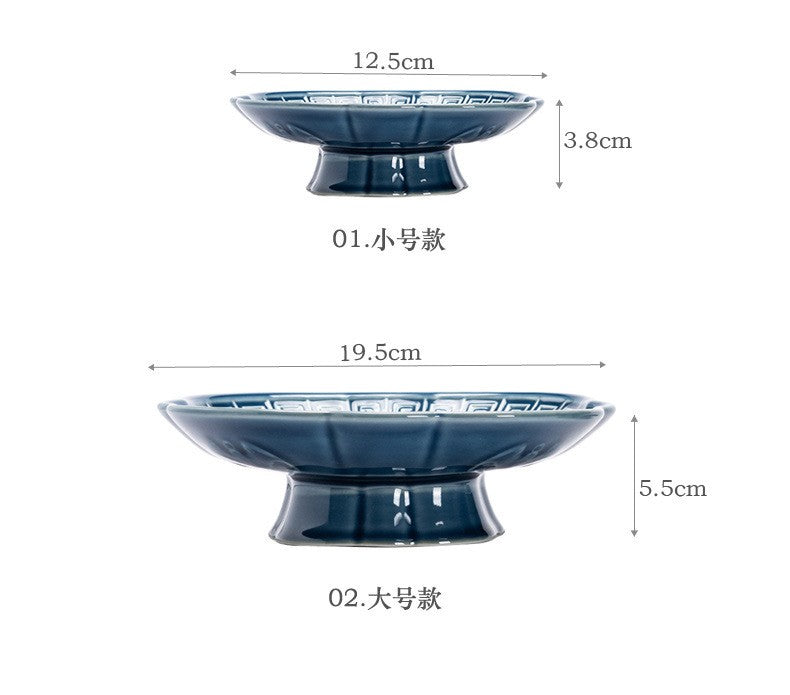 Chinese Style High Leg Fruit Dishes Ancient Pastry Plate Fruit Plate Appetizer Serving Platter Household Plates For Food Craft