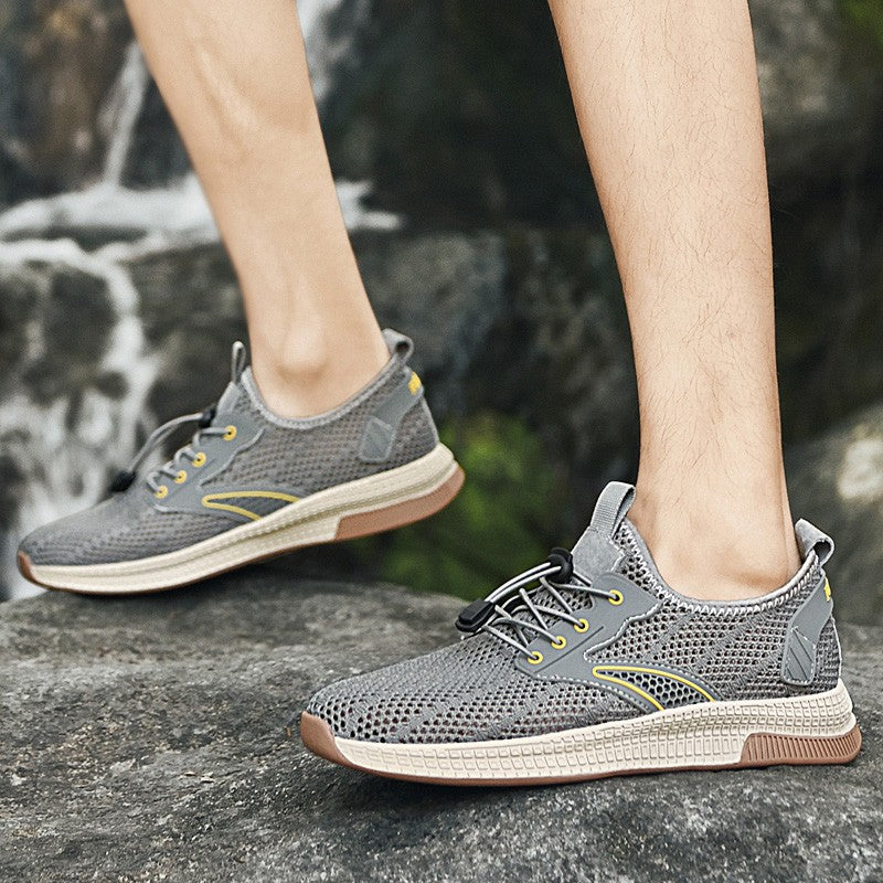 Sapatos Masculinos Casuais de Couro Genuíno para Exteriores Marca de Sapatos Masculinos para Escalada Caminhada Viagem Sapatilhas Respiráveis Masculinas Calçados de Verão