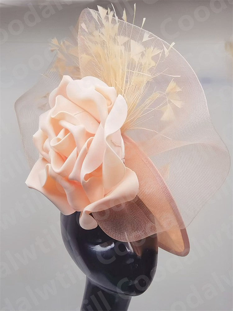 Big Flower Wedding Fascinator Hat Women Formal Party Tea Headpiece Ladies Cocktail Church Chapeau Cap Headband Woman Millinery