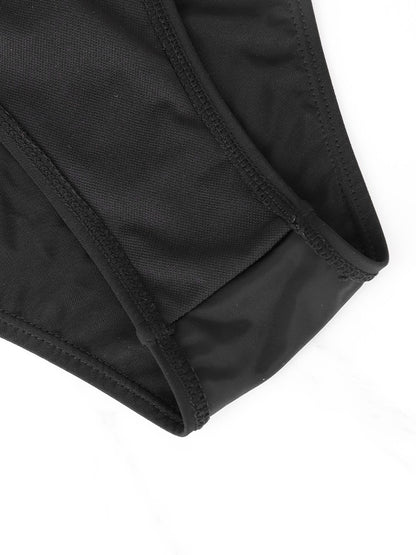 Women's Bikini Set Summer Beach Style Solid Black Lady's Sexy Swimsuit Bikini Three-Piece Set Triangle Bandage Female Beachwear