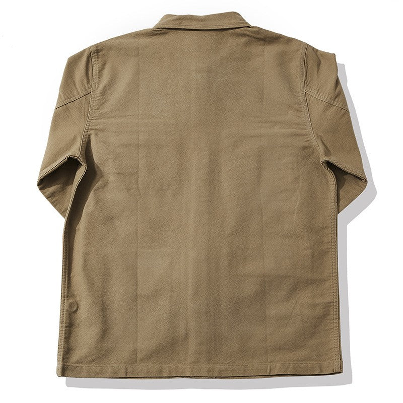 Autumn and Winter New OKONKWO Moleskin Heavyweight Retro French Workwear Jacket Multi Bag Men's Coats American Vintage