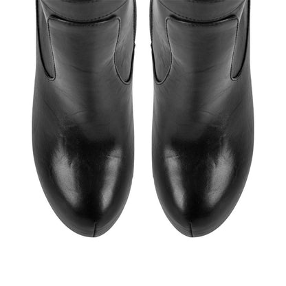 Onlymaker Women Over The Knee Boots Thin High Heel Lady Black Metal Chain Decoration Zipper Female Platform Boots