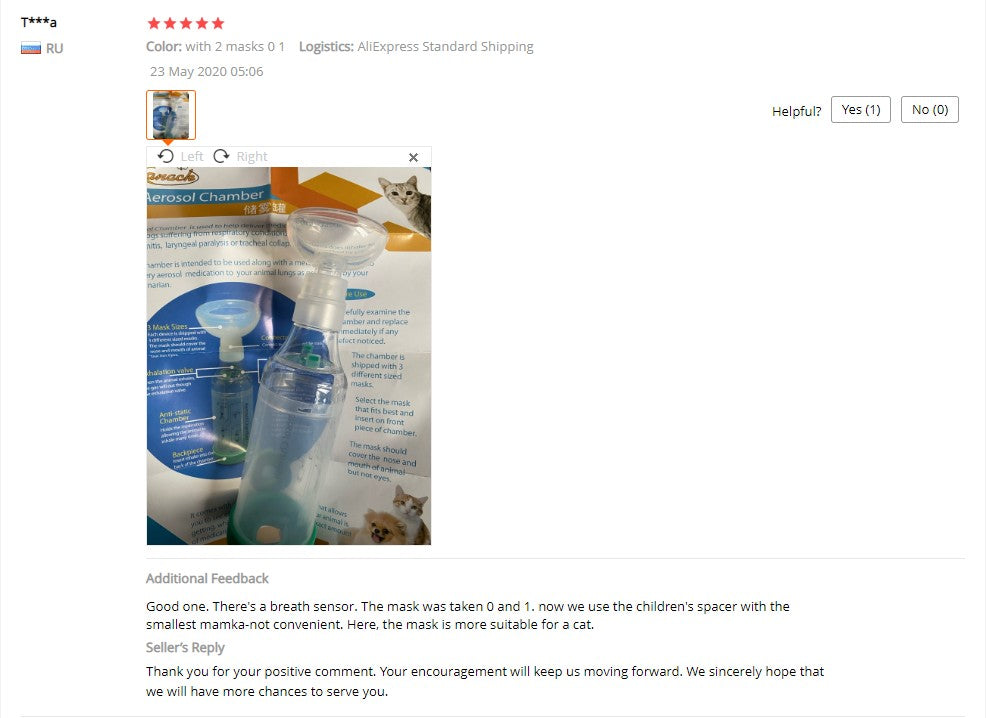 Câmara de Aerossol com máscara de silicone Espaçador Inalador Pet Para Gato Cão