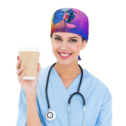 Custom Retro Cartoon Cleaning Working Cap Comfortable  Stitch Ohana Scrub Cap Surgicals Hat Nurse Scrubs Hat For Dentist