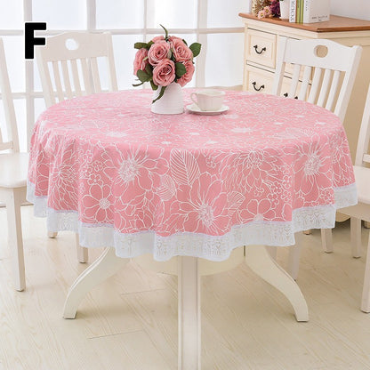 137/152/180/200/220cm 7Colors Oil-proof Flower Grid Round Table Cloth Waterproof Party Festival Surface Cover Picnic Blanket