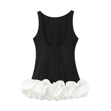 TFMLN Fashion Women Ruffle Pleated Dress Slim O-neck Sleeveless Backless Dresses Female 2025 Party Club Lady Vestidos