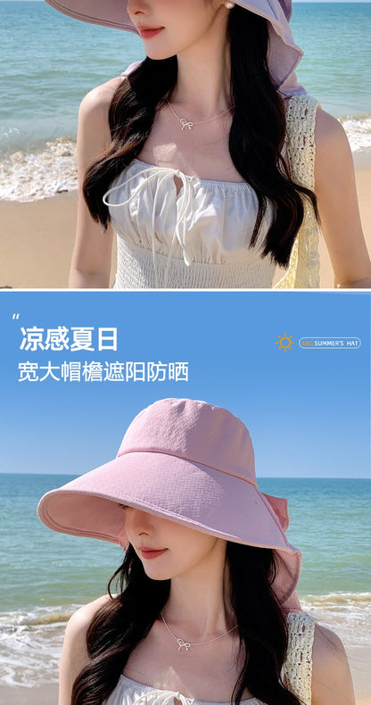 summer sun hat female sunscreen UV face protection neck protection outdoor cycling mountaineering beach large brim hat