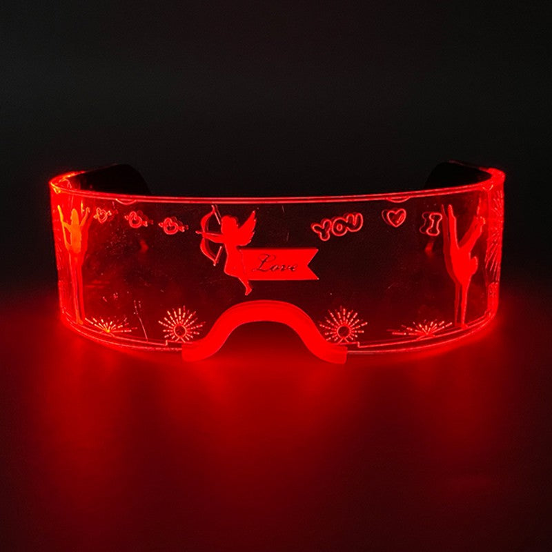 Led Luminous Glasses Bar Masquerade Concert Rave Goggles Rainbow Space Robot Futuristic Led DJ LIGHT Glasses Star Y2k Glasses