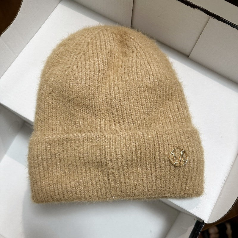 Chapéu de Inverno Feminino Outono Inverno, Gorro de Malha Grosso Versátil, Chapéu de Inverno Quente à Prova de Vento de Cor Sólida para Mulheres, Boné Casual para Atividades ao Ar Livre