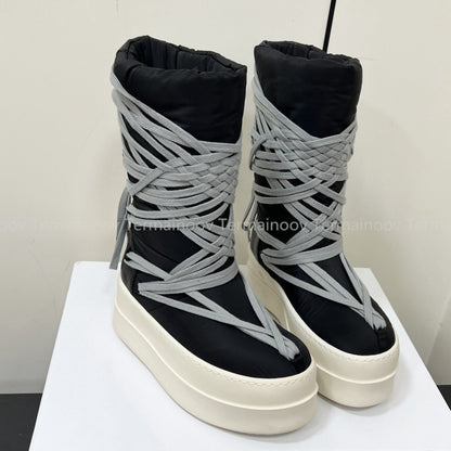 2025 New Men Boots Top Quality Platform Lace Up Winter Boot Size 35-46  Designer Fashion Women Knee High  Platform Boots