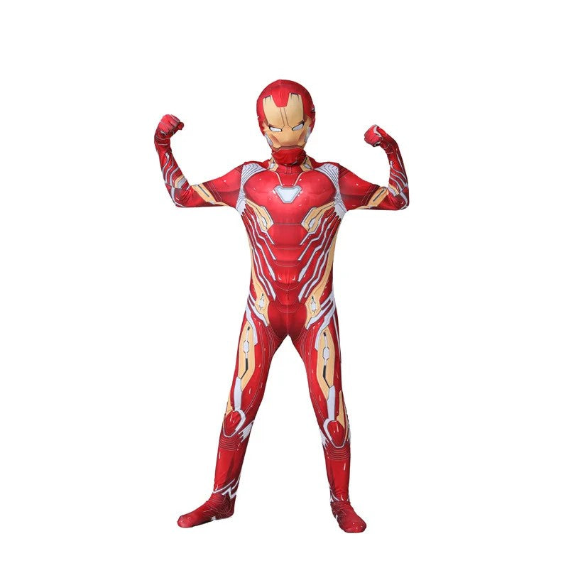 Kids Iron Man Costume Superhero Costume Cosplay Bodysuit Full Sets with Mask Halloween Costume for Kids