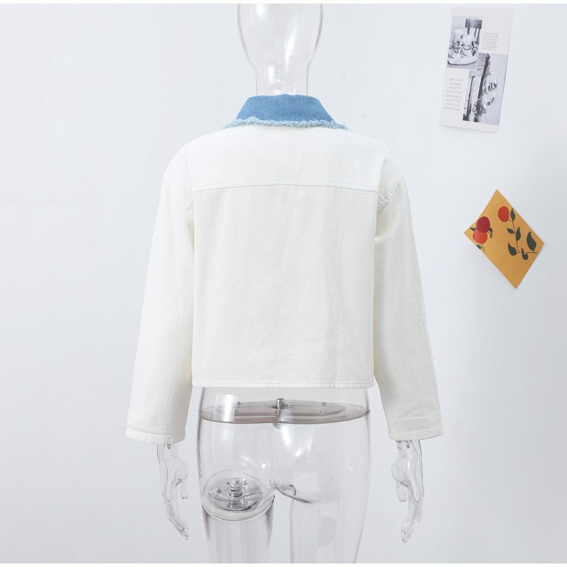 Women 's Jackets Laple Denim Patchwork Fringes Big Pockets Single Breasted Long Sleeve Coat Female 2025 Spring New Lady Outwears