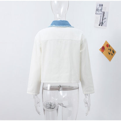 Women 's Jackets Laple Denim Patchwork Fringes Big Pockets Single Breasted Long Sleeve Coat Female 2025 Spring New Lady Outwears